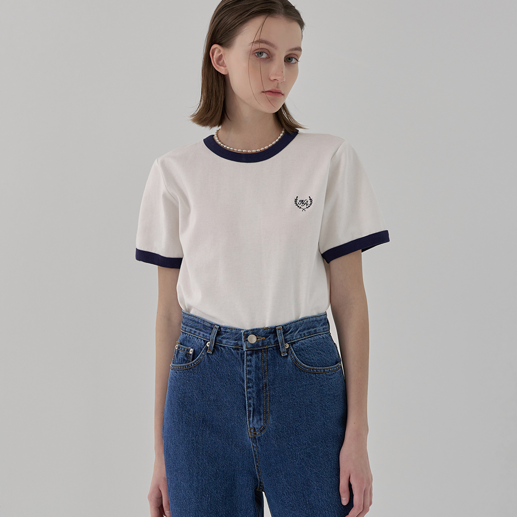 （ZNT-6609）CLASSIC EMBROIDERY COLOR LINE TEE