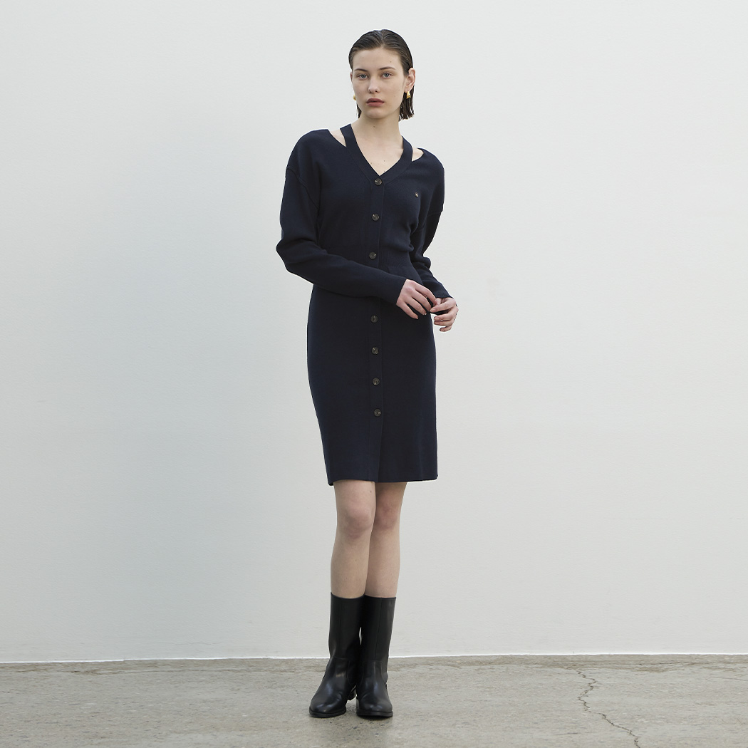 （OP-6199）ANGE WOOL CUT-OUT KNIT DRESS