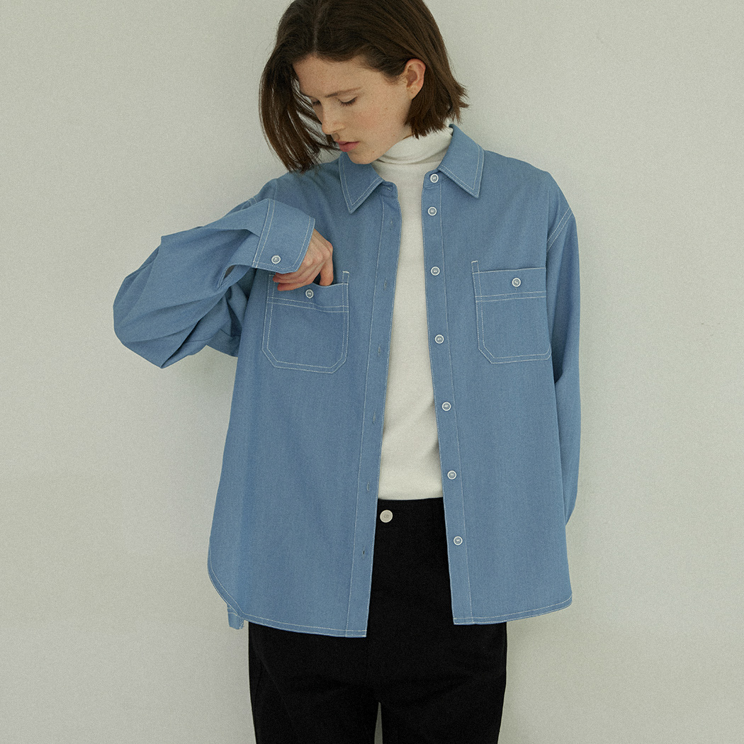 （Z-BL-4185）OEN STITCH POINT OVERFIT SHIRT