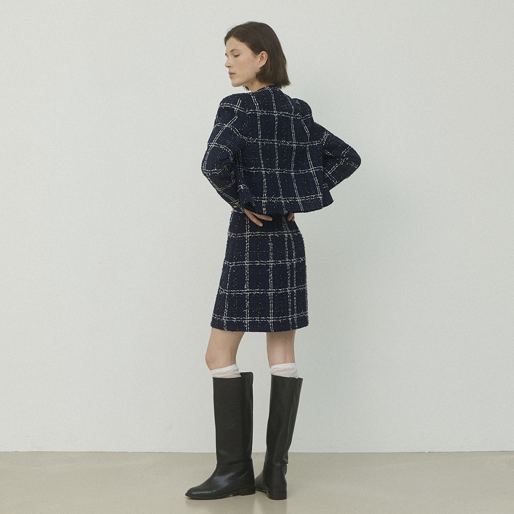 （SK-4964）NAUV CHECK SET-UP TWEED SKIRT