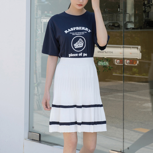 （SK-3724）セットアップ変形組織ニットスカート