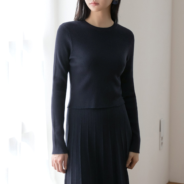 （T-5360）セットアップメタルポイントクロップニット