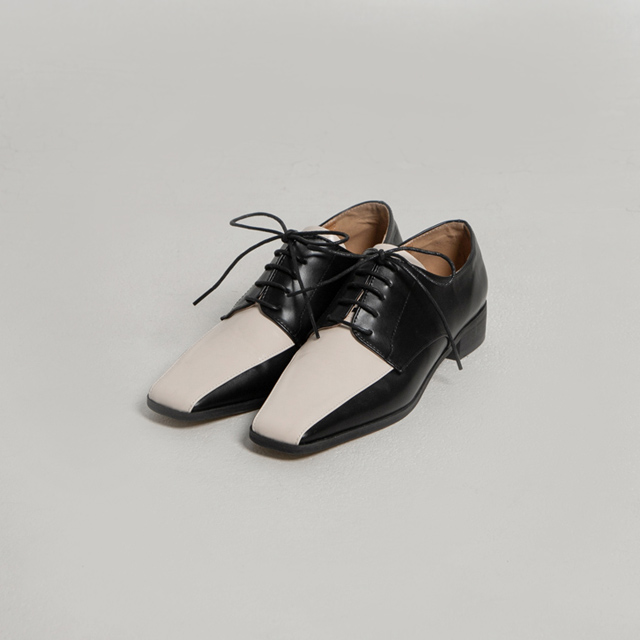 （SH-3208）カラー配色レースアップローファー