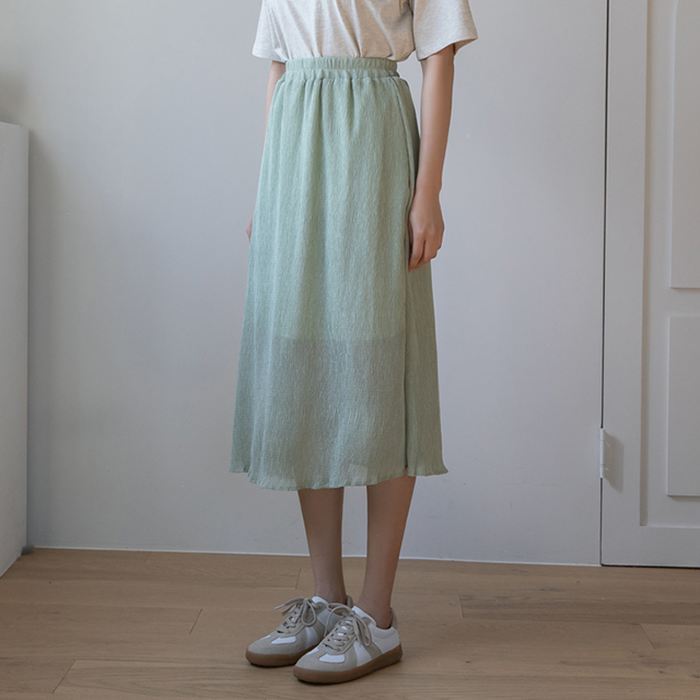 （SK-4303）シャインリンクルバンディングスカート