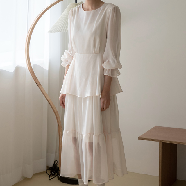 (OP-5624)シフォンティアードワンピース