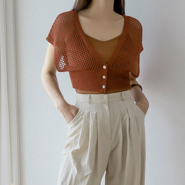 (VT-0179)ネットレイヤードニットベスト