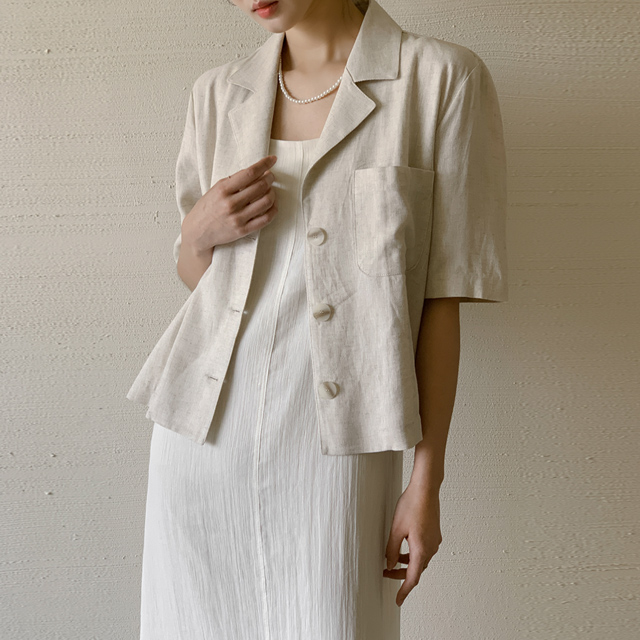 （JK-2550）リネンパッチポケットヘリンボーンジャケット