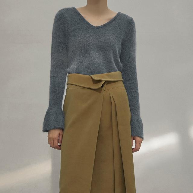 (T-6341)ウールベルスリーブニット