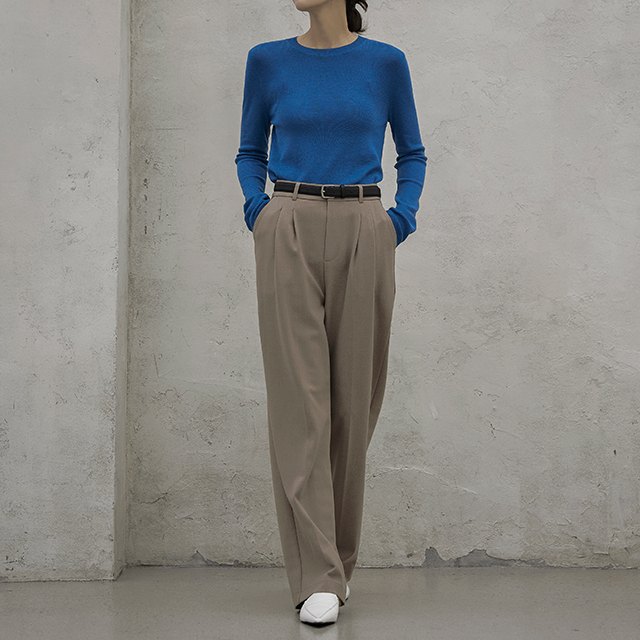 （PT-5193）ベルトピンタックストレートパンツS