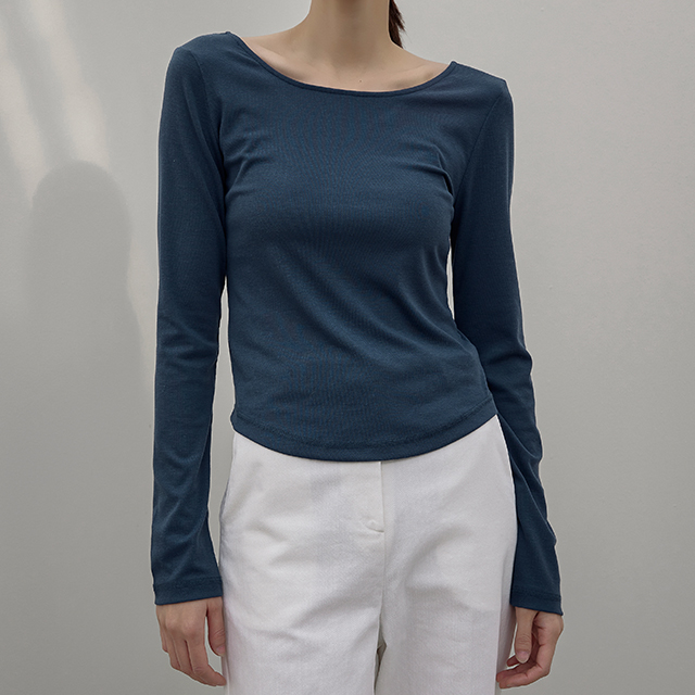 (T-6283)Uネックツーウェイスリムティー