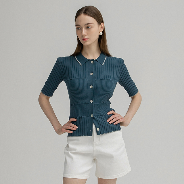 (CD-1929)メタリックカラーニットカーディガン