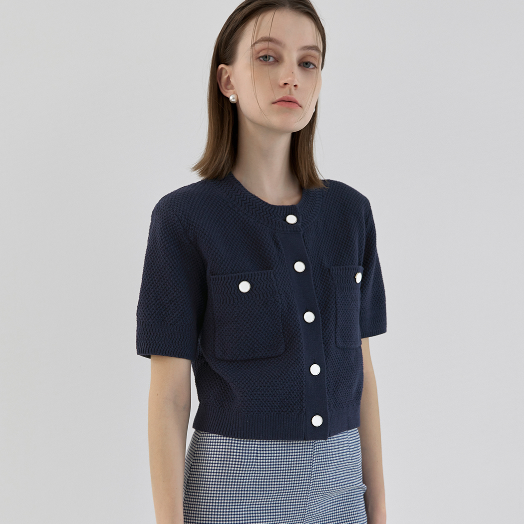 （JK-2688）ツイードライククロップニットジャケット