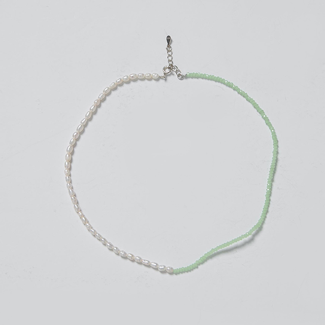 （N-829）シルバーパール＆ビーズネックレス