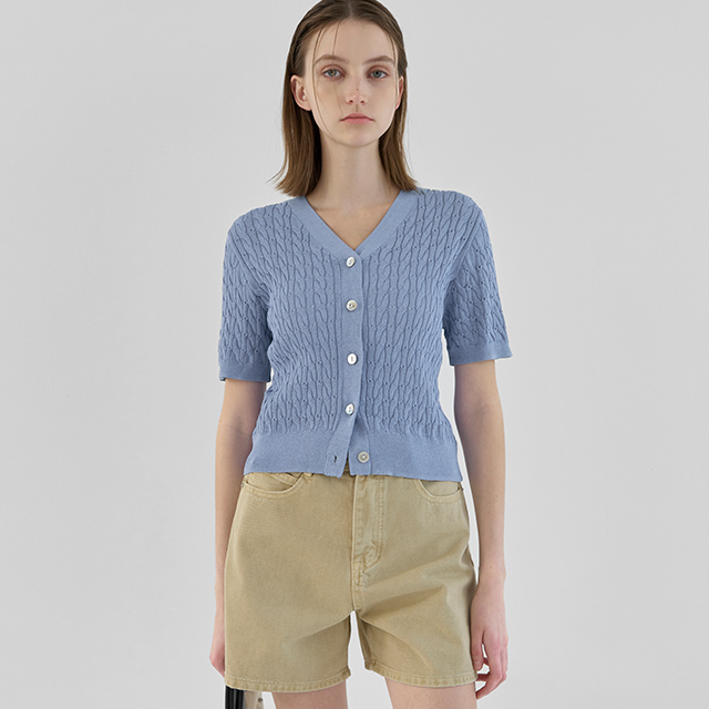 （CD-1931）Vネックケーブルニットカーディガン