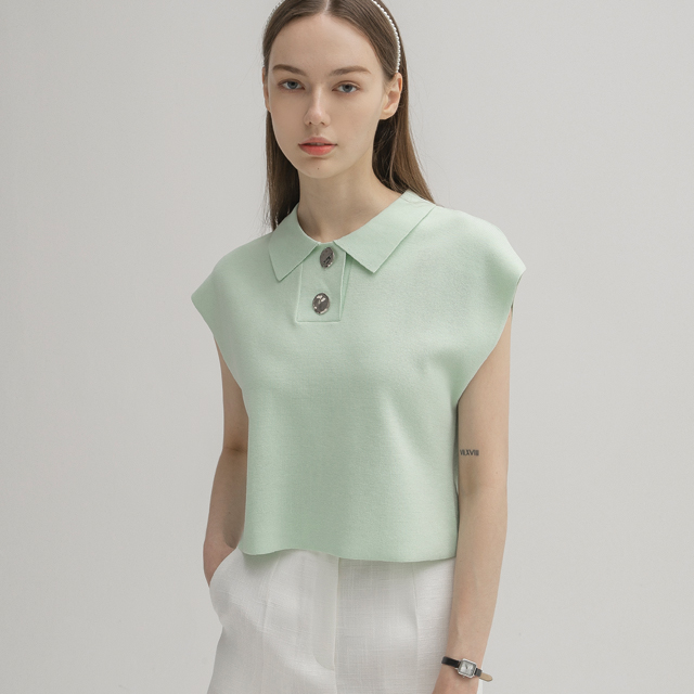 （T-6489）オーバーフィットクロップカラーニット