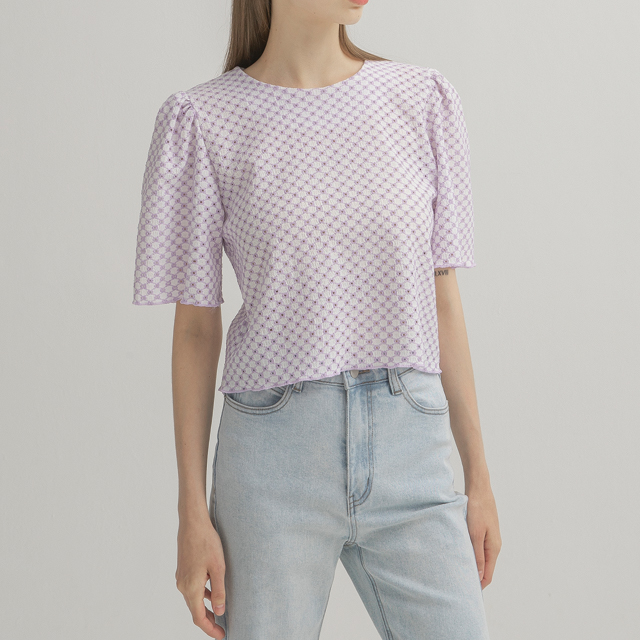 （BL-4090）カラーパンチングレースブラウス