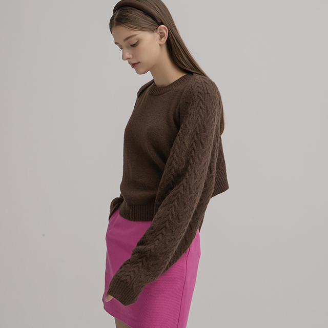 (N-CD-2031)ケーブルニットボレロトップセットS