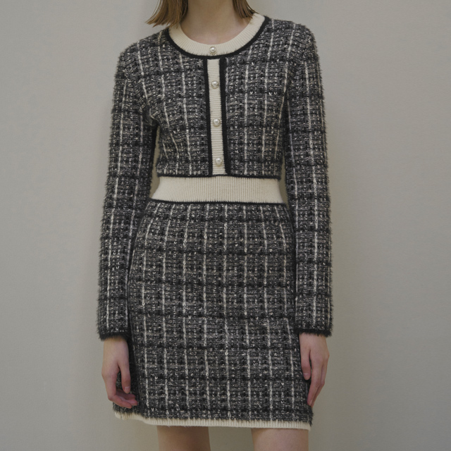 (OP-5998)ミューズヘアリーメタルツイードワンピース