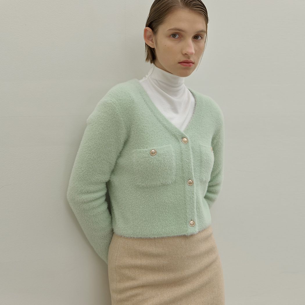 （Z-JK-2795）RENE ANGORA GOLD BUTTON KNIT JACKET