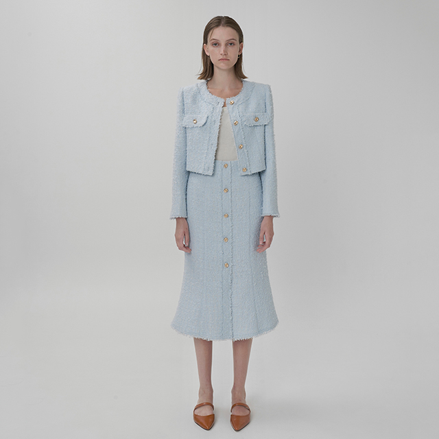 （SK-4756）シャベットセットアップツイードマーメイドスカート