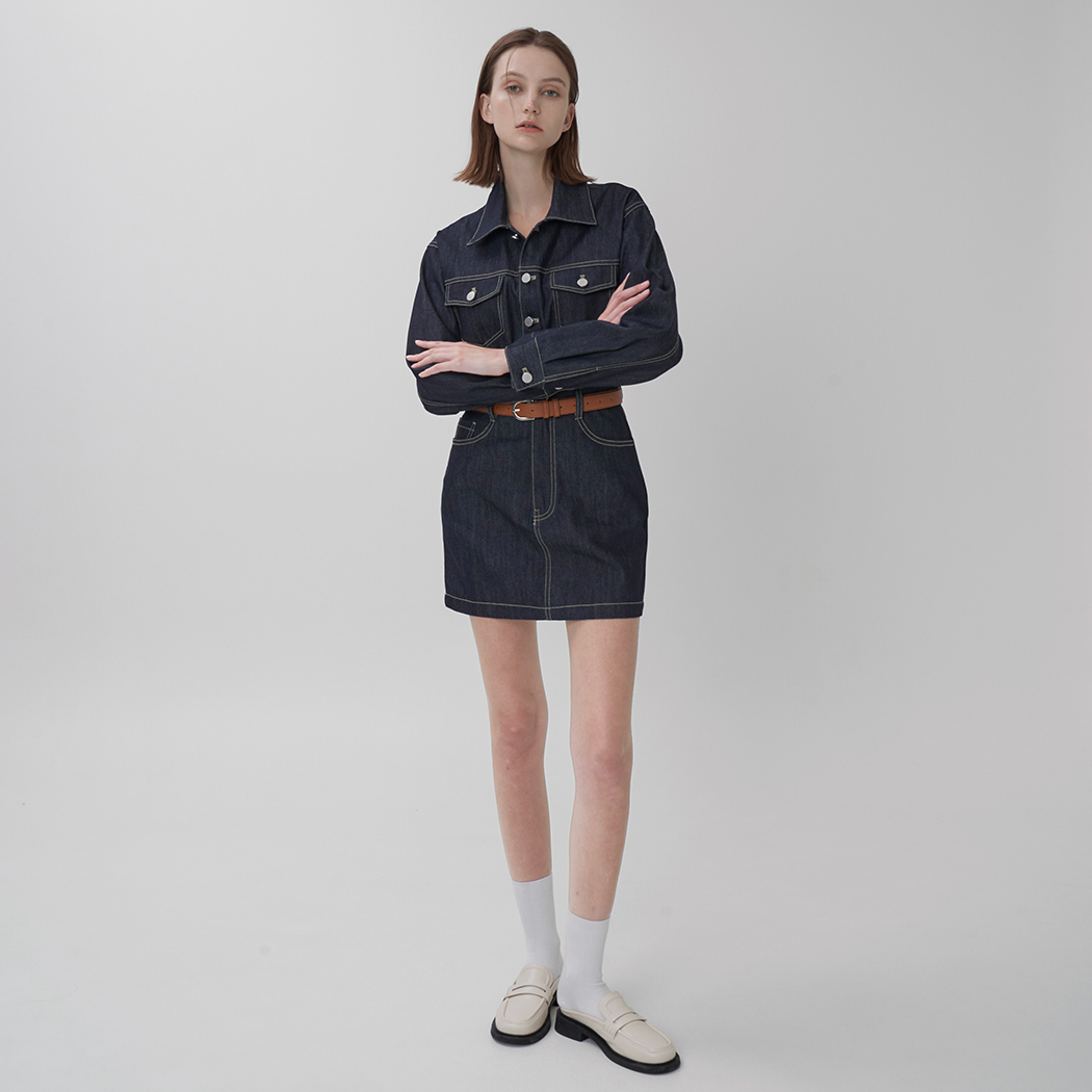 (OP-6009)セルビジーカジュアルデニムワンピース