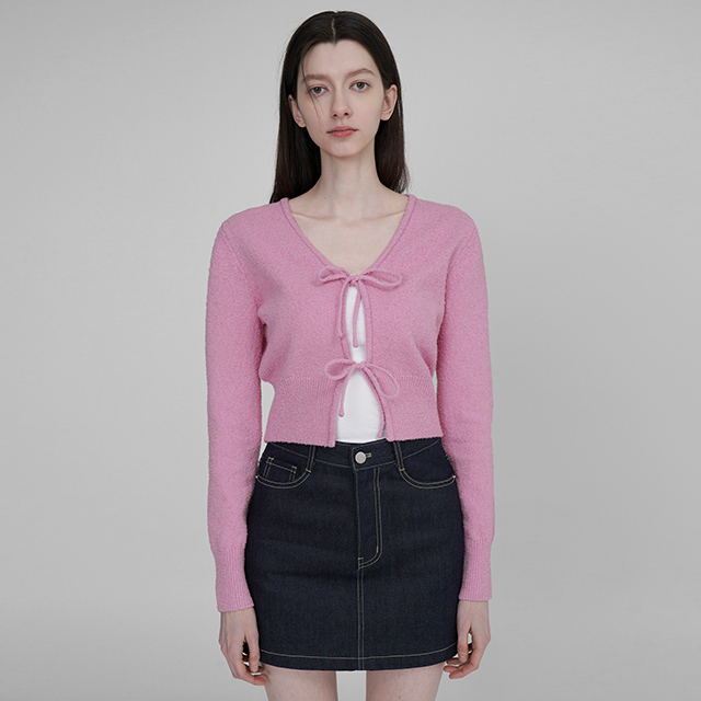 （CD-2020）コットンブックルストラップリボンカーディガン