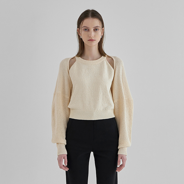 (CD-2043)ブックルホルターネックトップボレロカーディガンセットS