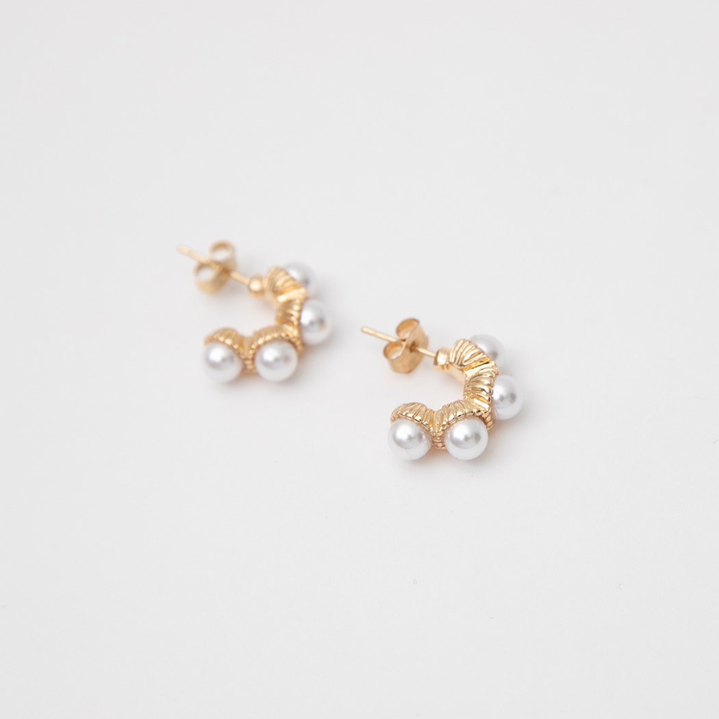 （E-1562）アンティークパールミックスシルバーイヤリング