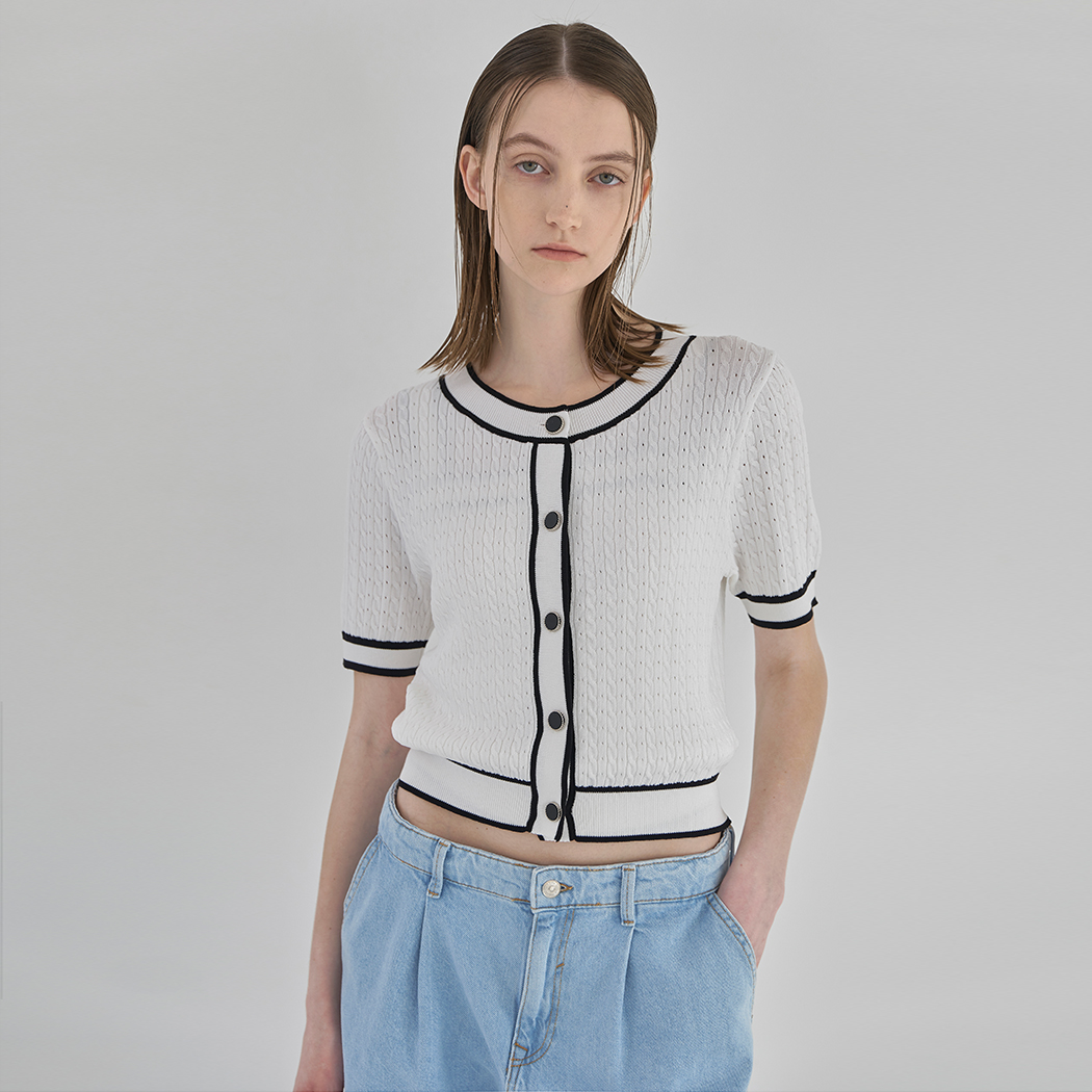 （CD-2054）ケーブル配色ポイントカーディガントップセット