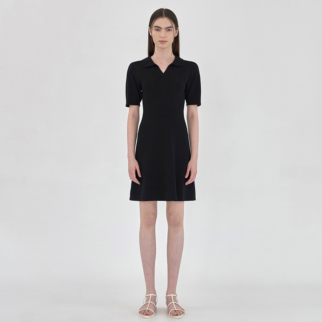 (OP-6082)オープンカラーボリュームスリーブニットワンピース