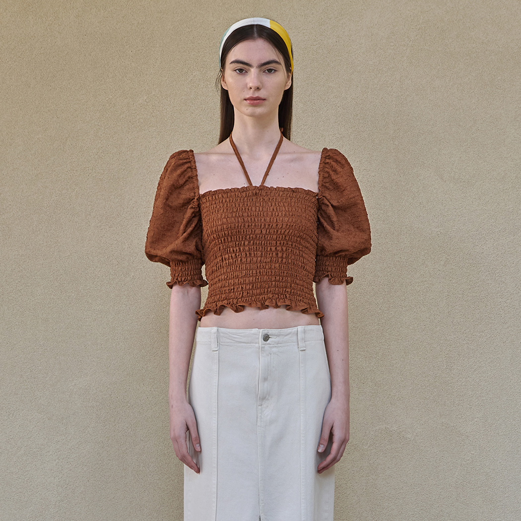 （BL-4147）スモーキングタンクトップブラウスブリック