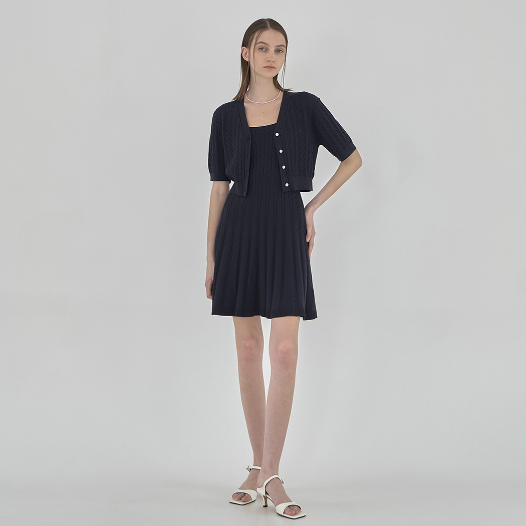 (OP-6105)エイリーサマーケーブルニットカーディガンワンピースセットS