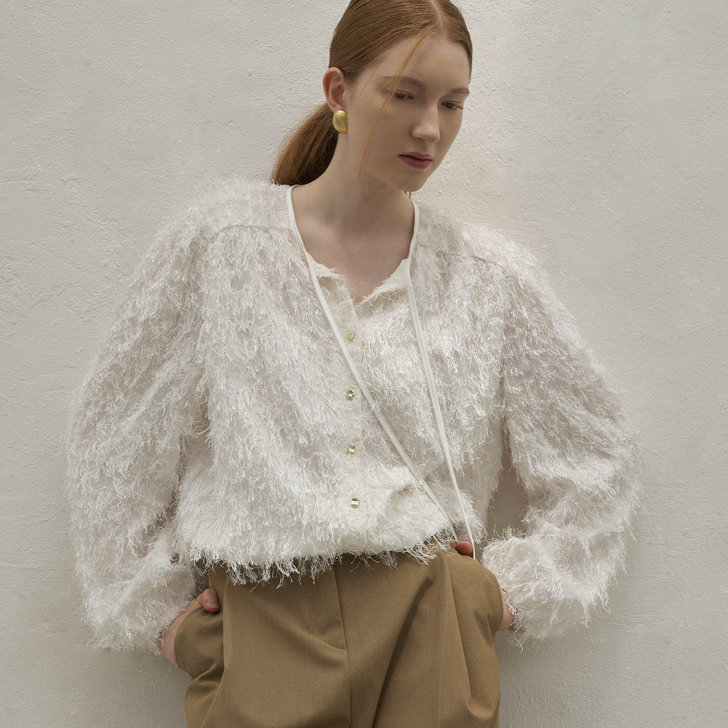 (BL-4162)イルフェンフェザーブラウスホワイト