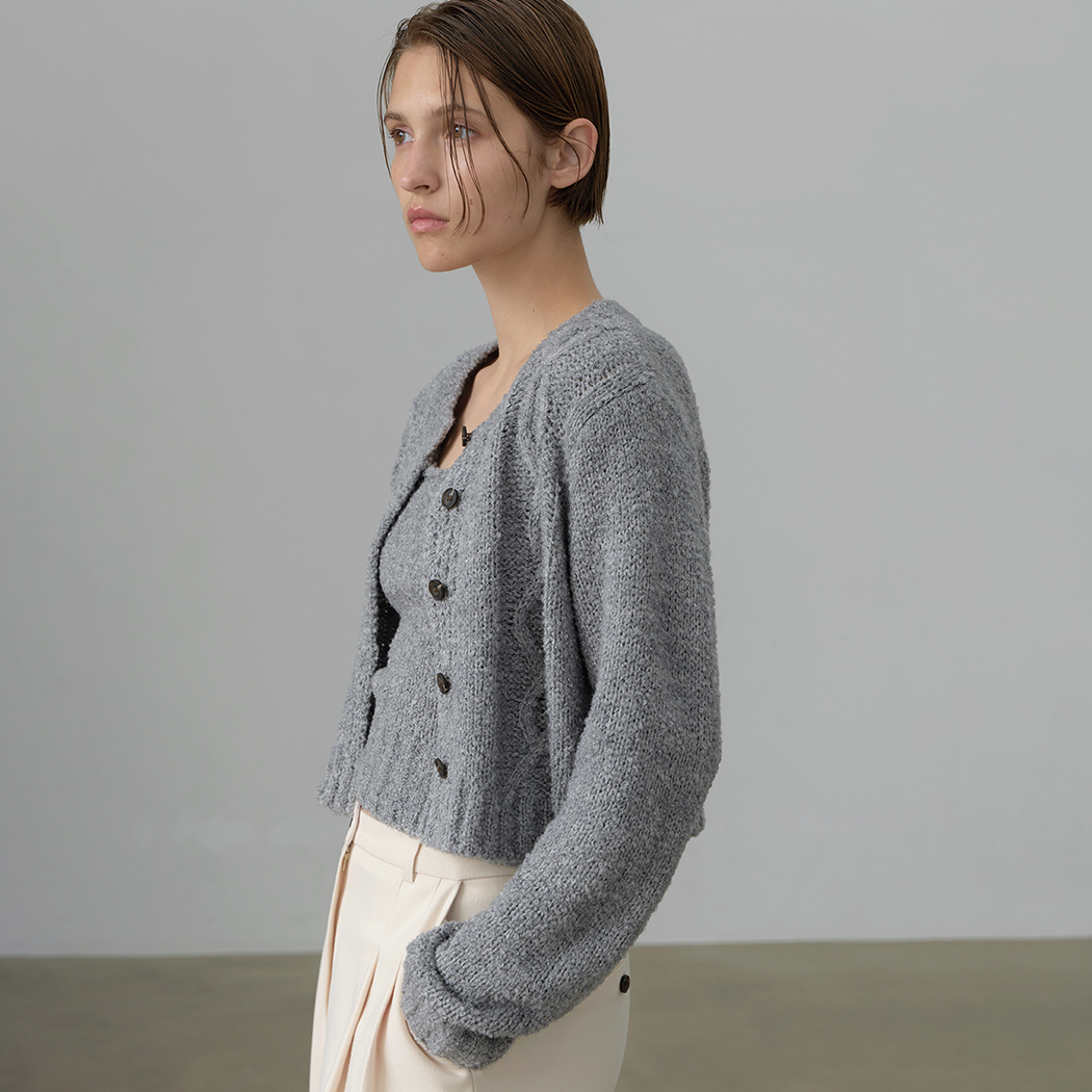 （CD-2091）ウールブックルニットカーディガントップセットS