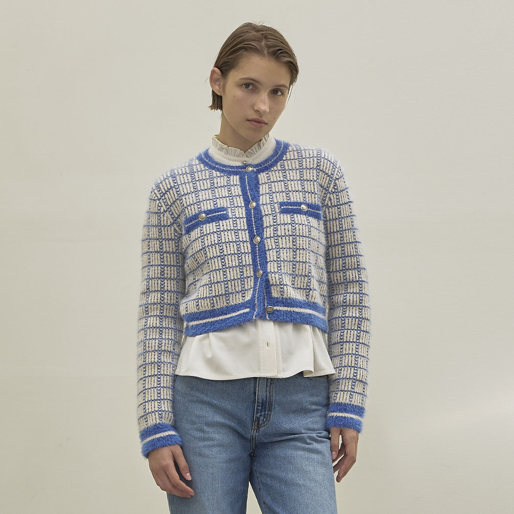 （CD-2083）チェックツイードニットカーディガン