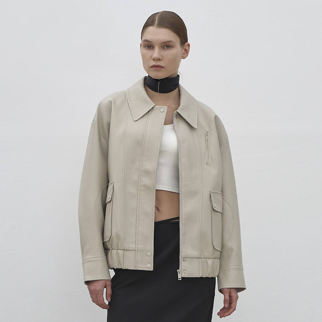 (JP-540)SHINE CASUAL LEATHER JUMPER