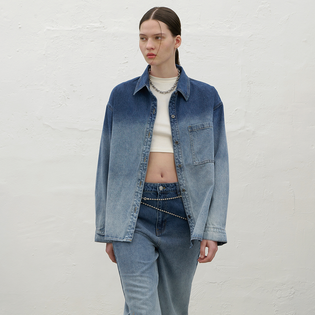 （BL-4205）OWEN GRADATION SET-UP DENIM SHIRT