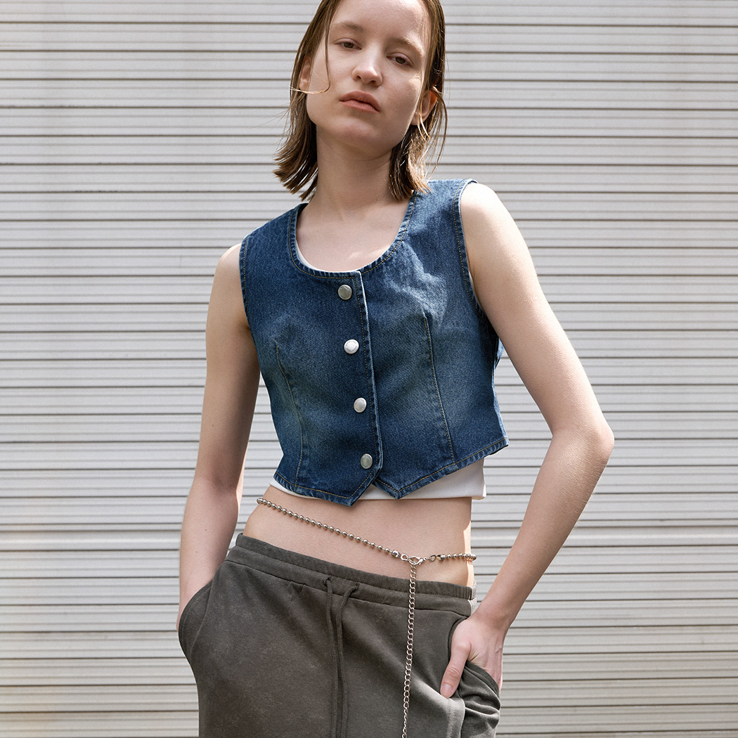 （VT-0263）REDUN DENIM CROP VEST