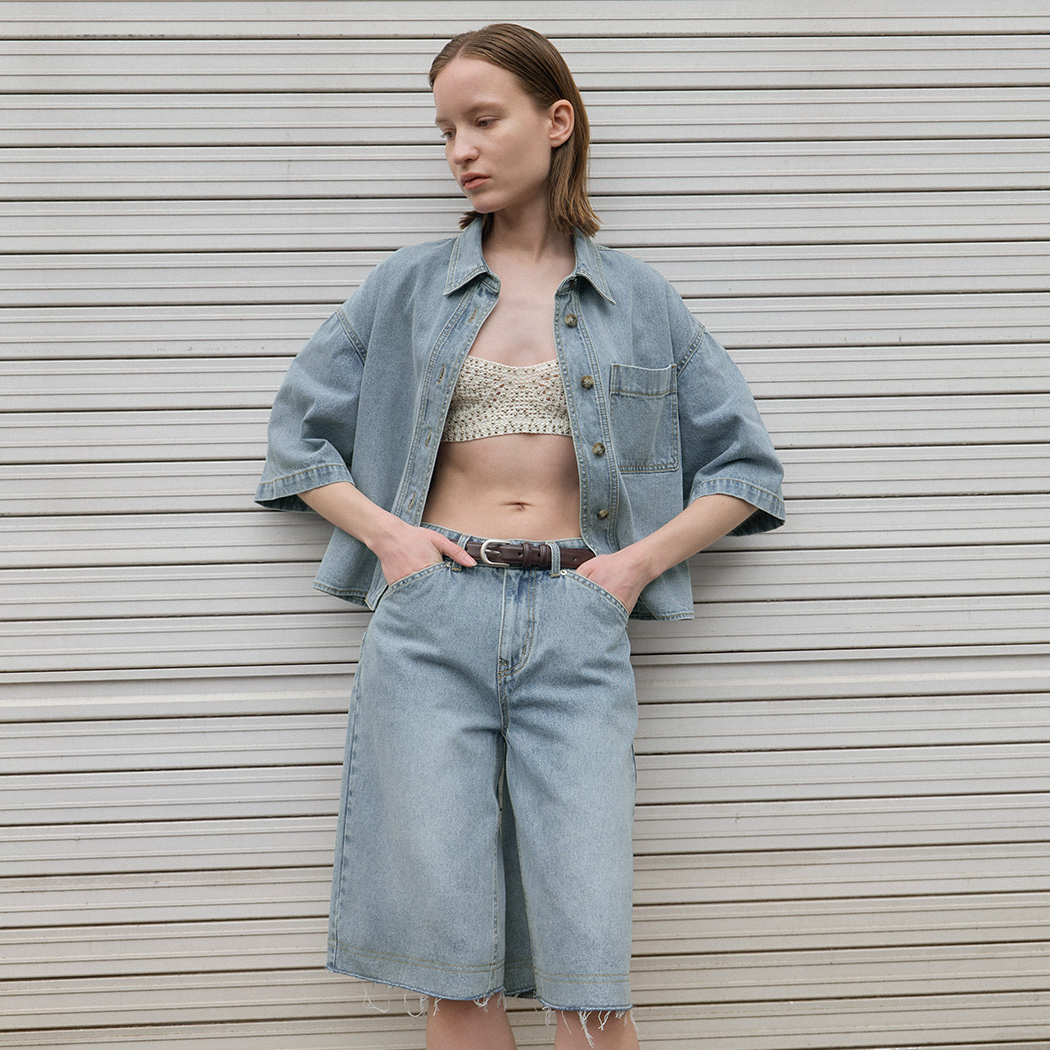 （BL-4235）BOXY SET-UP DENIM SHIRT