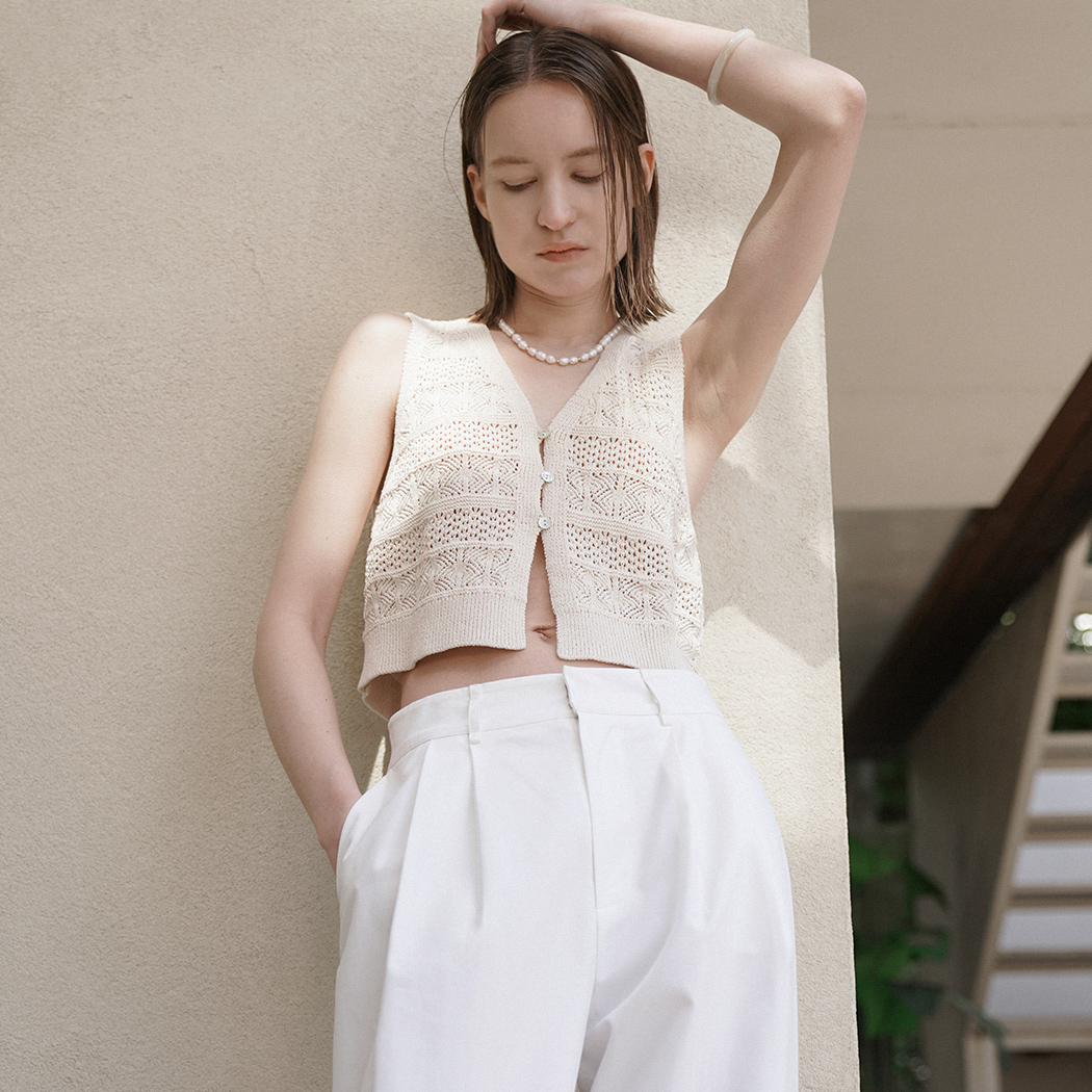 （VT-0268）LEWIS CROCHET KNIT VEST