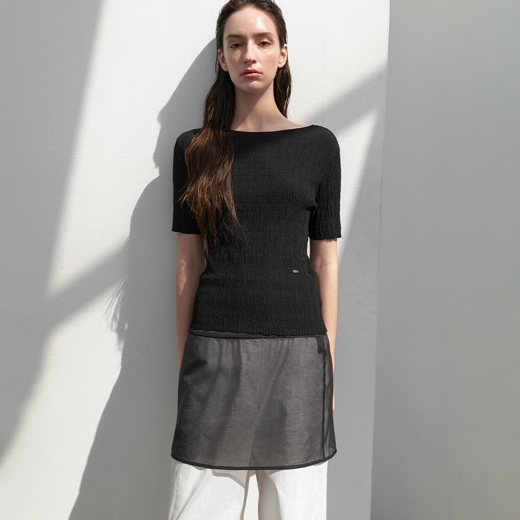 （T-7077）CLARE CREASE SLIM KNIT