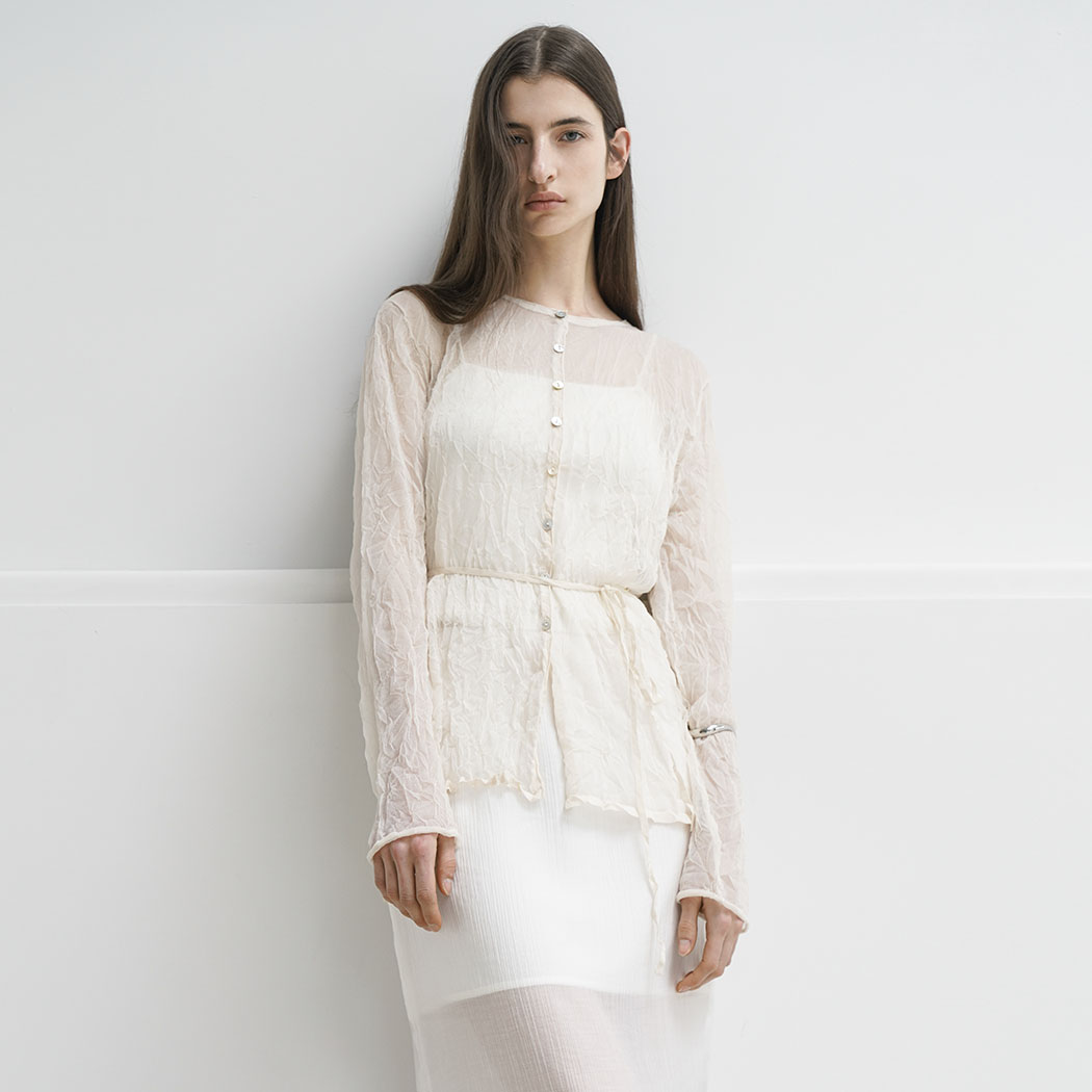 （CD-2193）SHEER WRINKLE KNIT CARDIGAN
