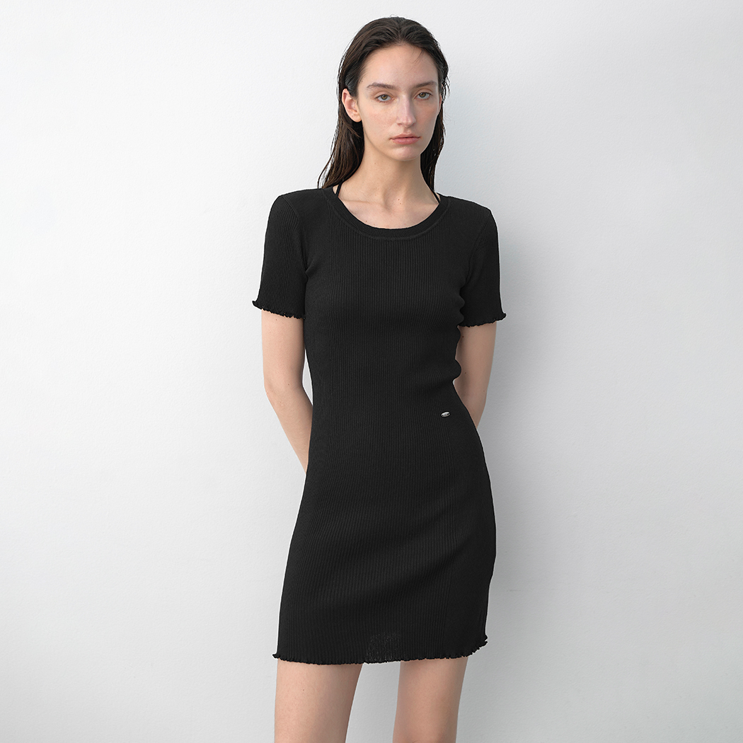 （OP-6291）LAPPY FRILL HALF KNIT DRESS