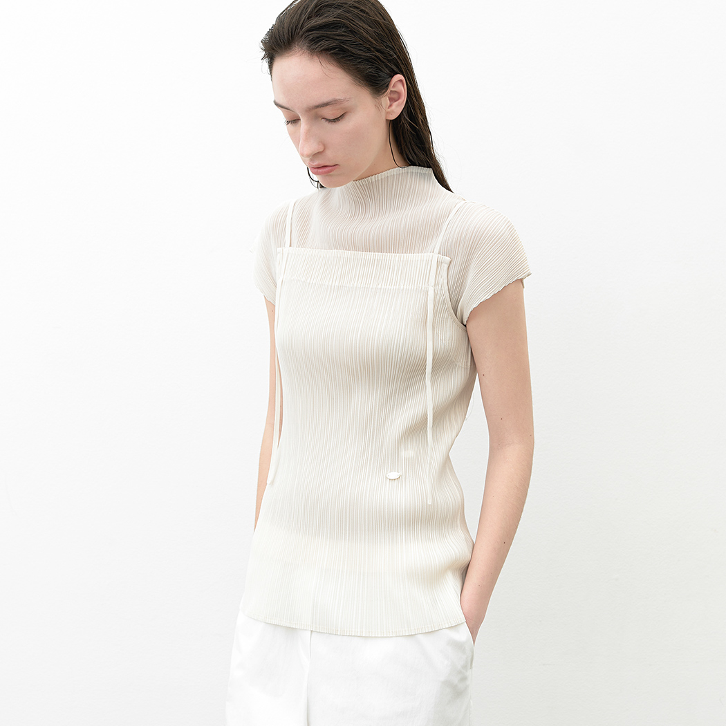 （BL-4341）PLEATS STRING SLEEVELESS TOP