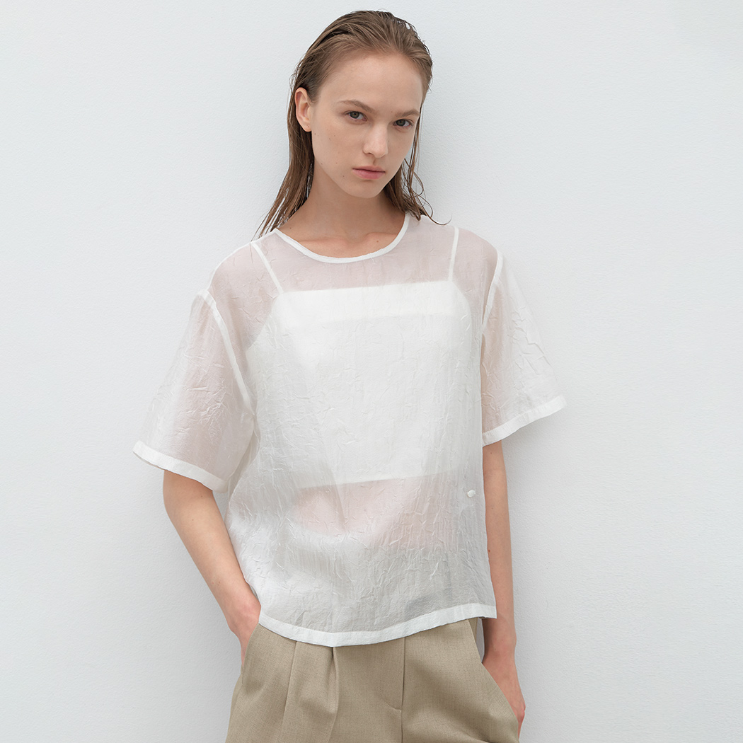 （BL-4331）UARA CREASE RIBBON SET BLOUSE S