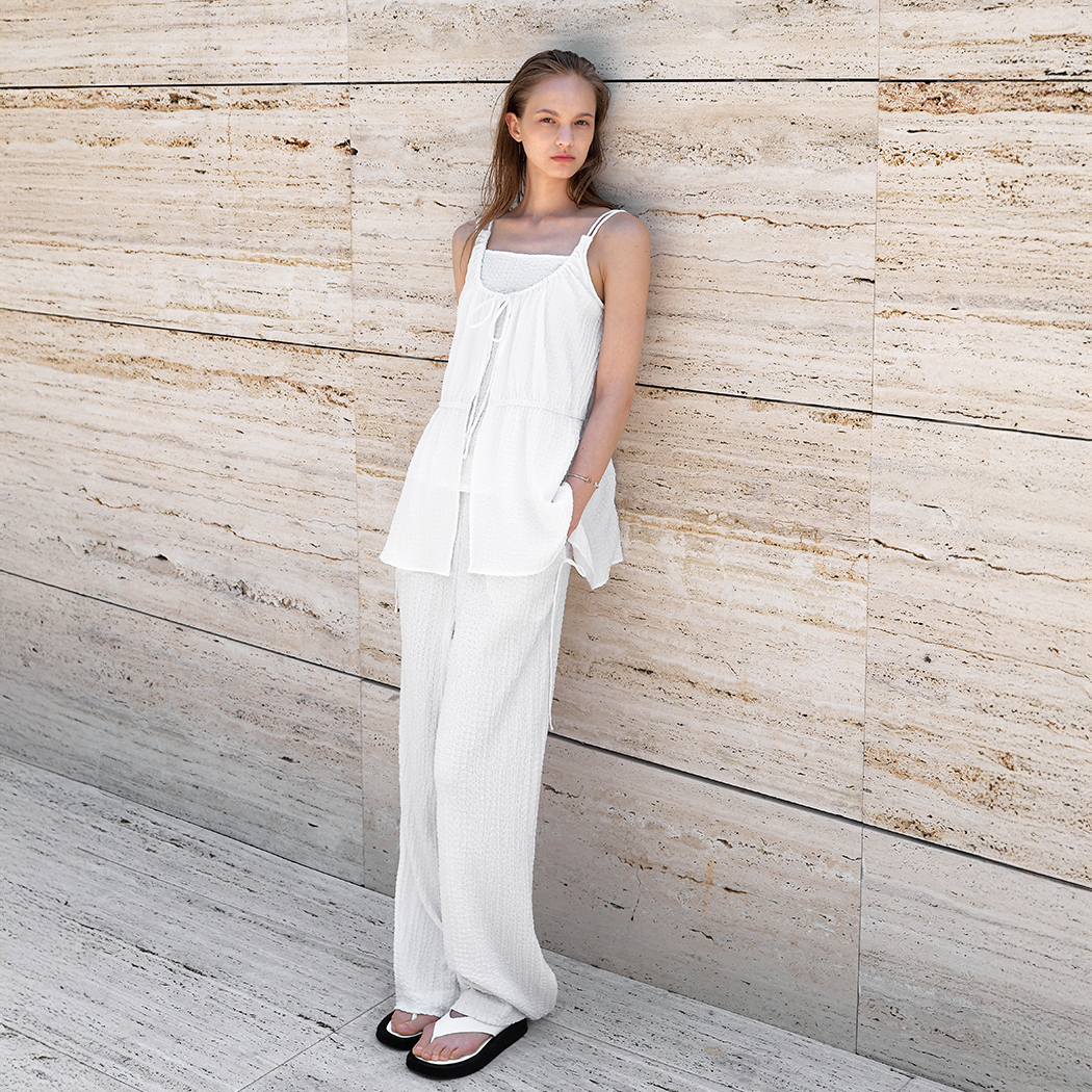 （PT-5645）YUIE DREASE SET-UP STRING PANTS