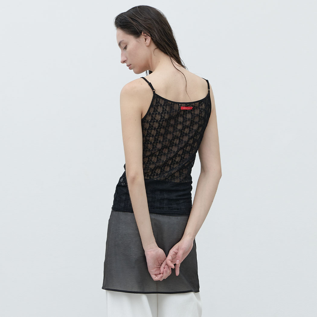 （T-7027）BACK LACE SLEEVELESS TEE