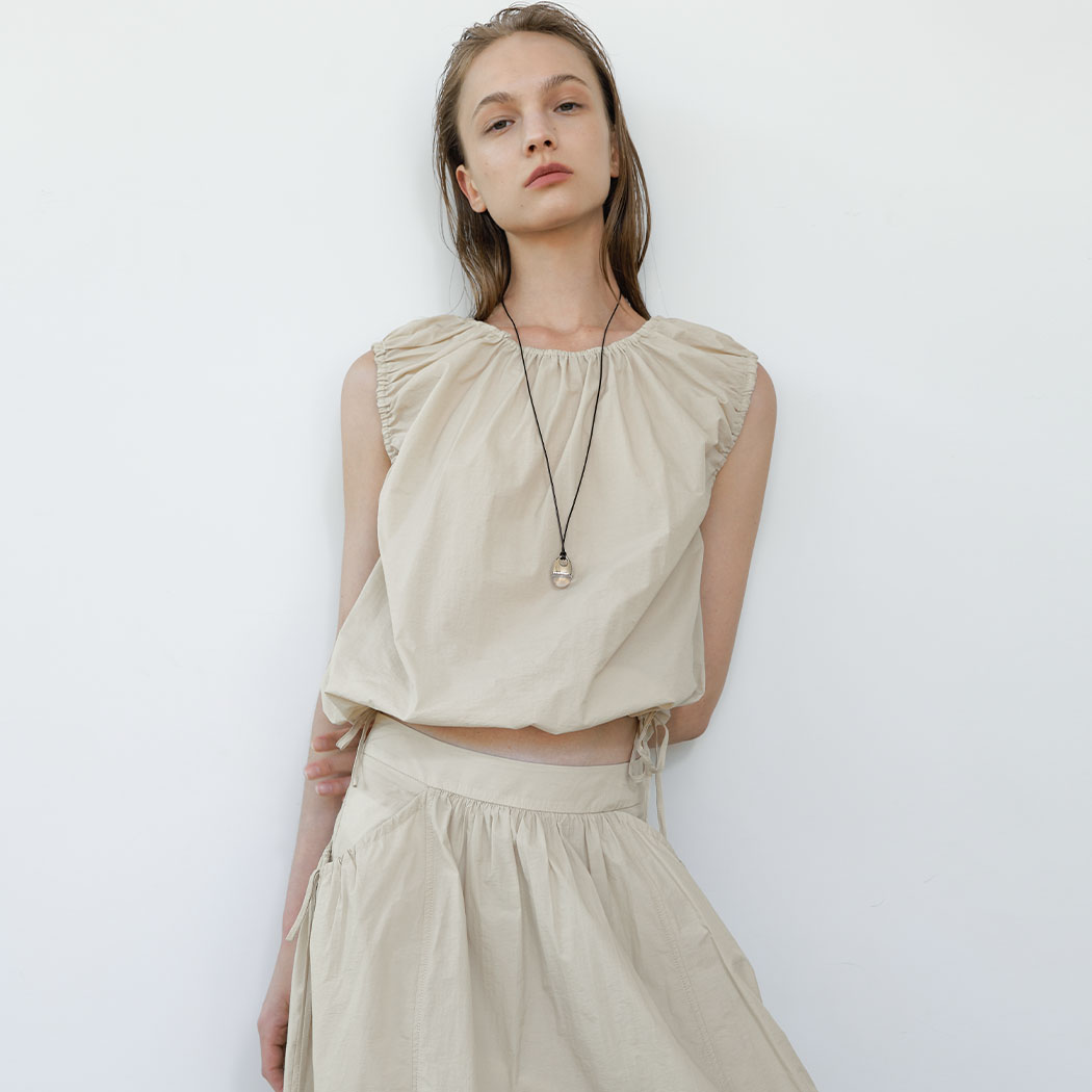 （BL-4323）MIA RIBBON SET-UP SHIRRING TOP