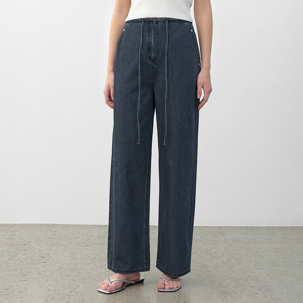 （PT-5676）WAIST STRING INDIGO BLUE JEAN
