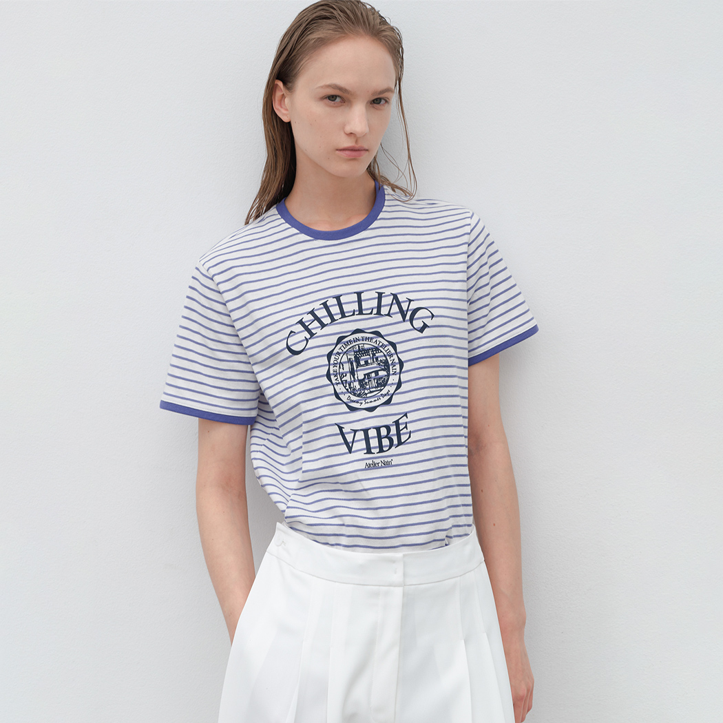 （T-7043）STRIPE VIBE TEE